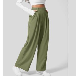Halara High Waisted Plicated Side Pocket Wide Leg Waffle Work Pants